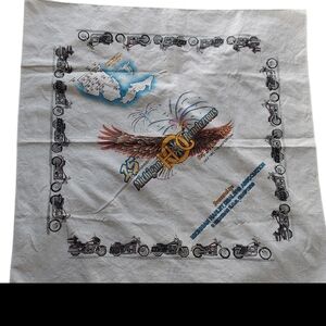 Vintage Harley-Davidson White and Blue Scarf